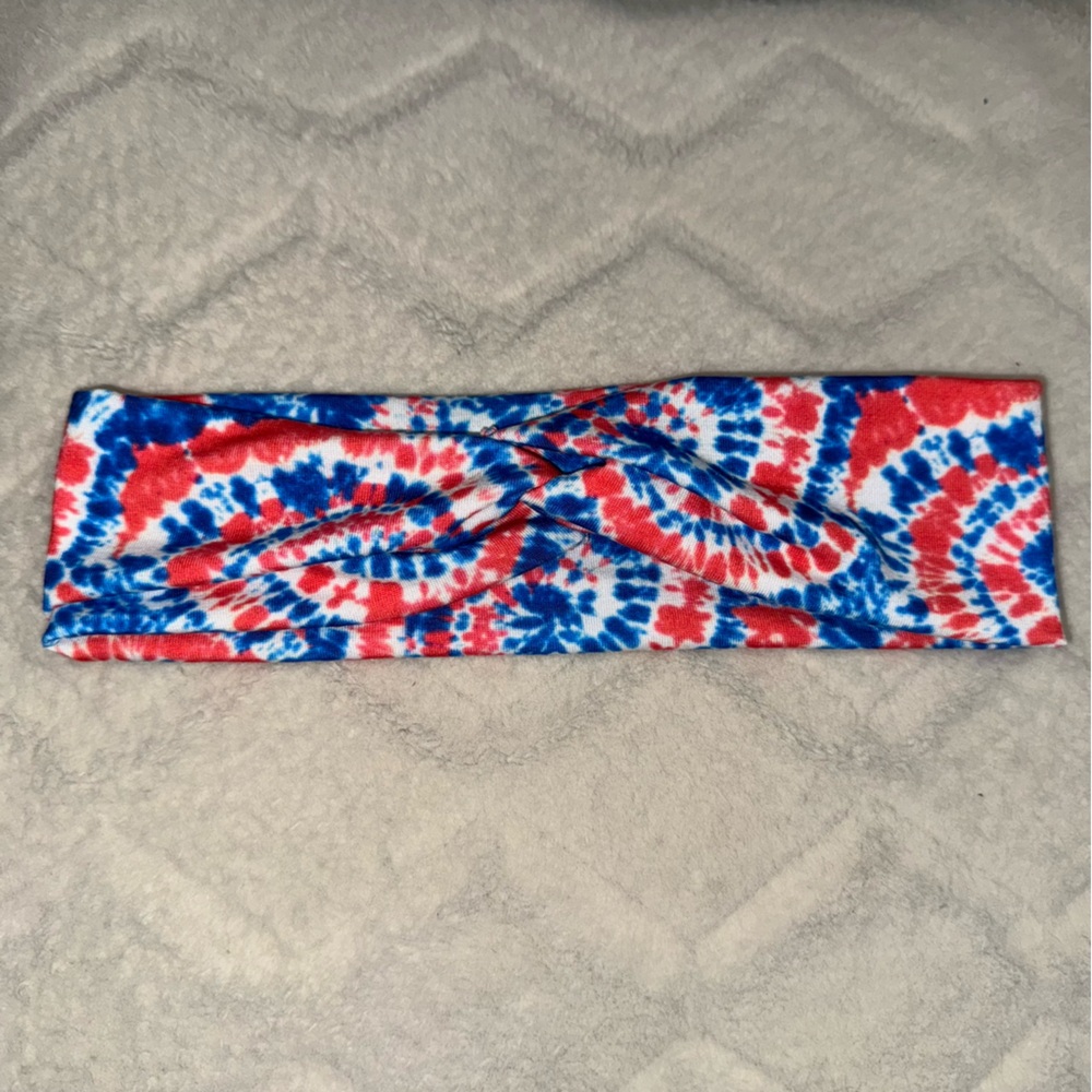 Tie-Dye Headband in Red and Blue